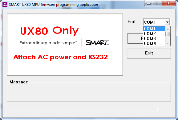 Upgrading your SMART UX80 projector's MPU firmware to version 0.1.5.8