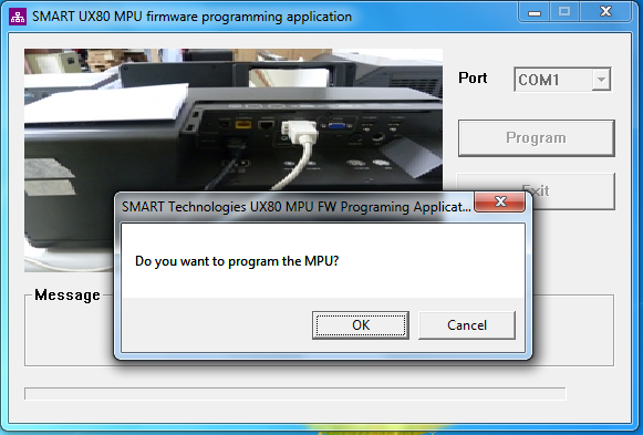 Upgrading your SMART UX80 projector's MPU firmware to version 0.1.5.8